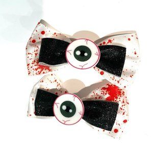 MIX & MATCH” HALLOWEEN Bloody eyeball bow hair clips 2ct